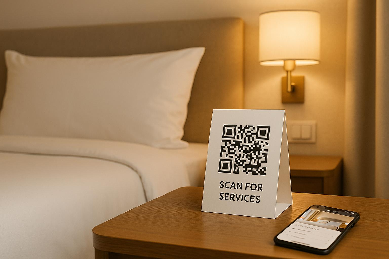 QR de servicios en la mesa de luz